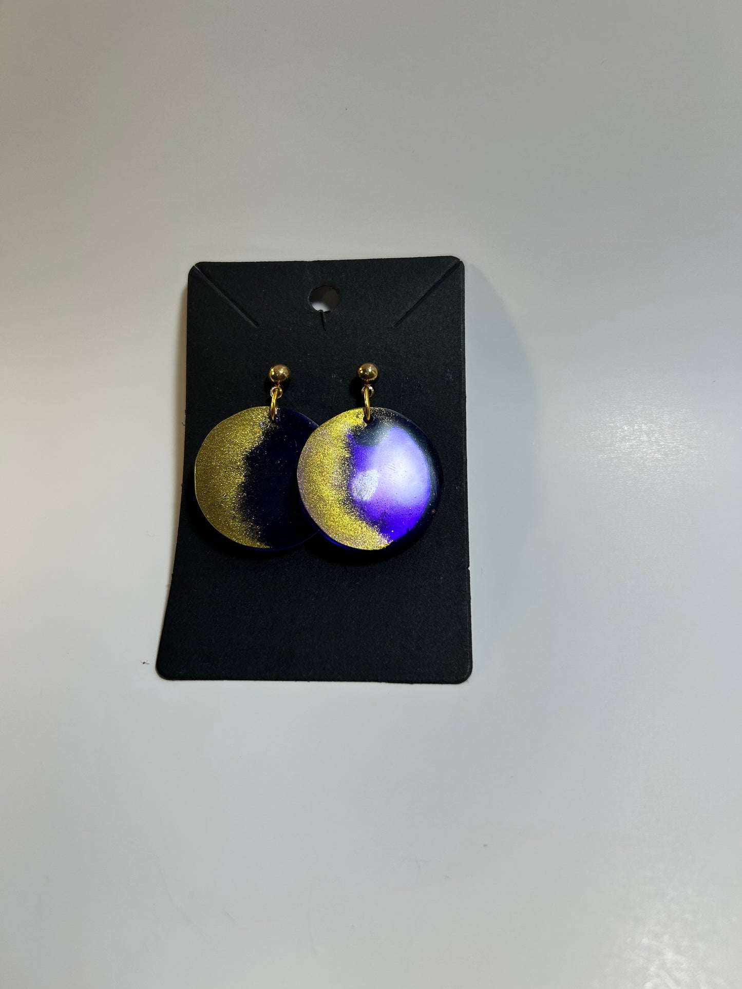 Gold and Purple Circle Earring