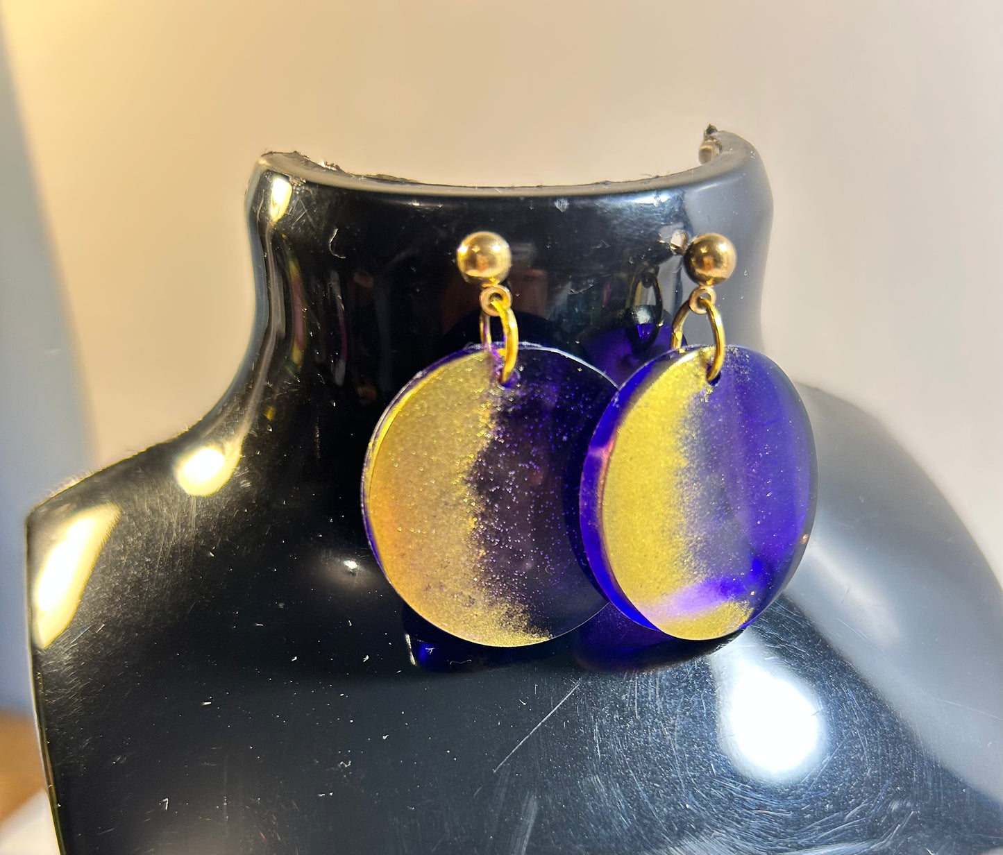Gold and Purple Circle Earring