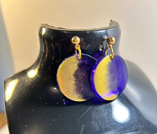 Gold and Purple Circle Earring