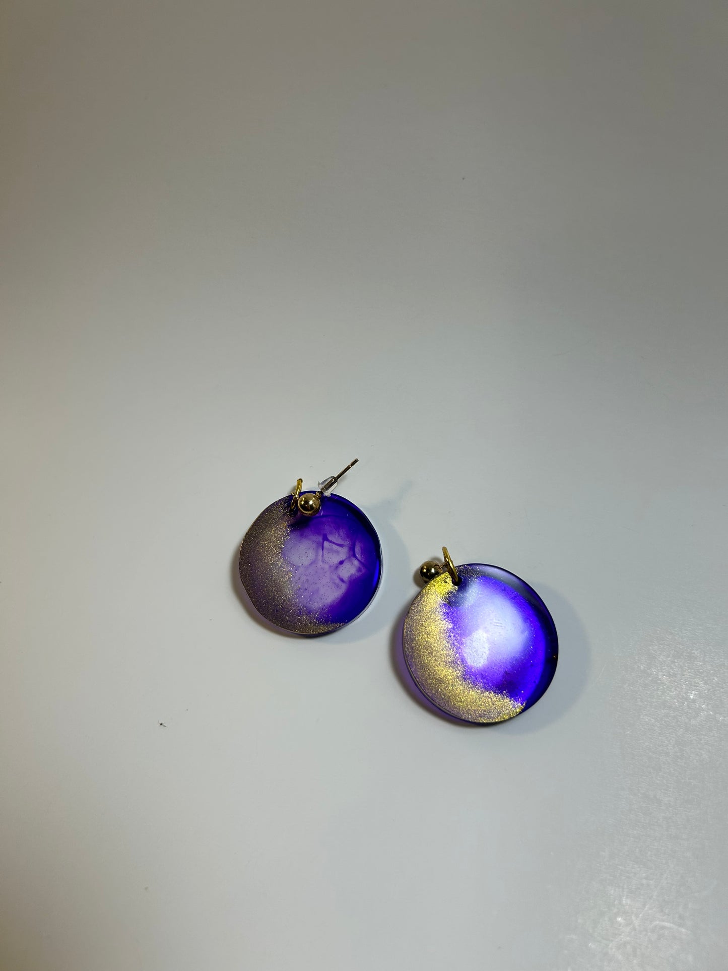 Gold and Purple Circle Earring