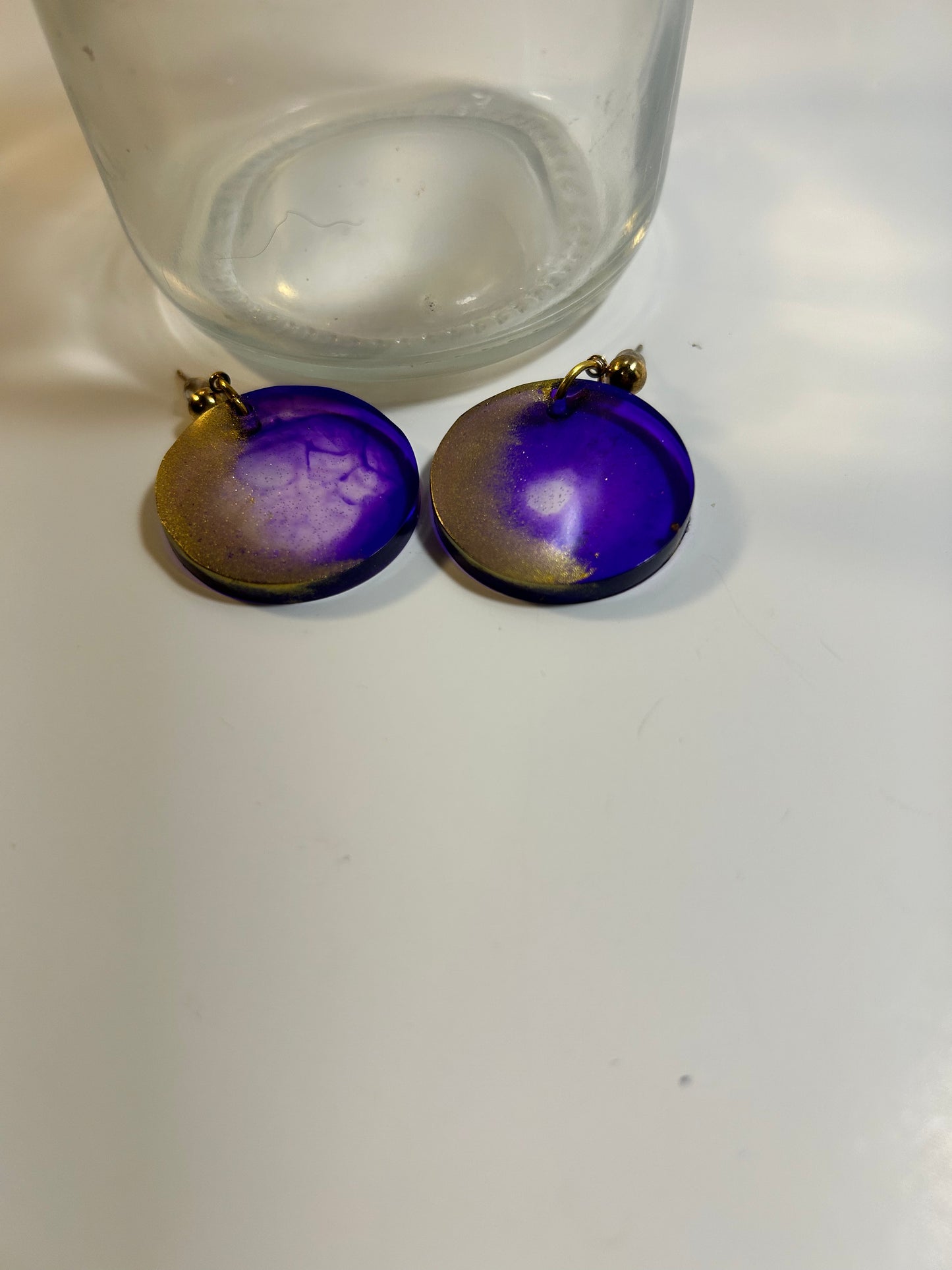 Gold and Purple Circle Earring