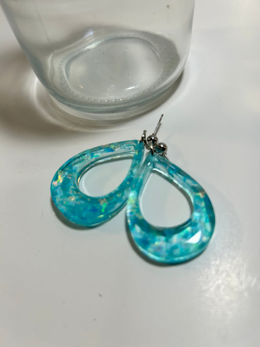 turquoise with flakes loop teardrops