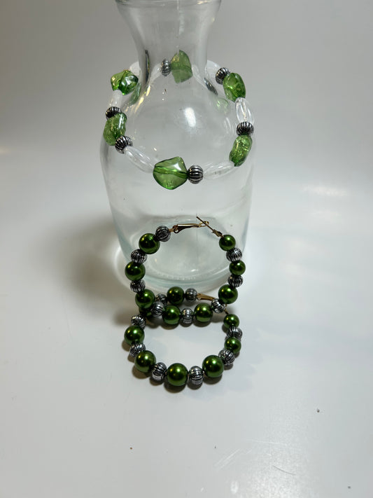 Dark green and silver Bracelet