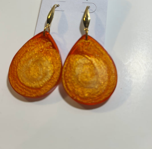Orange and Pearl Teardrop Earring