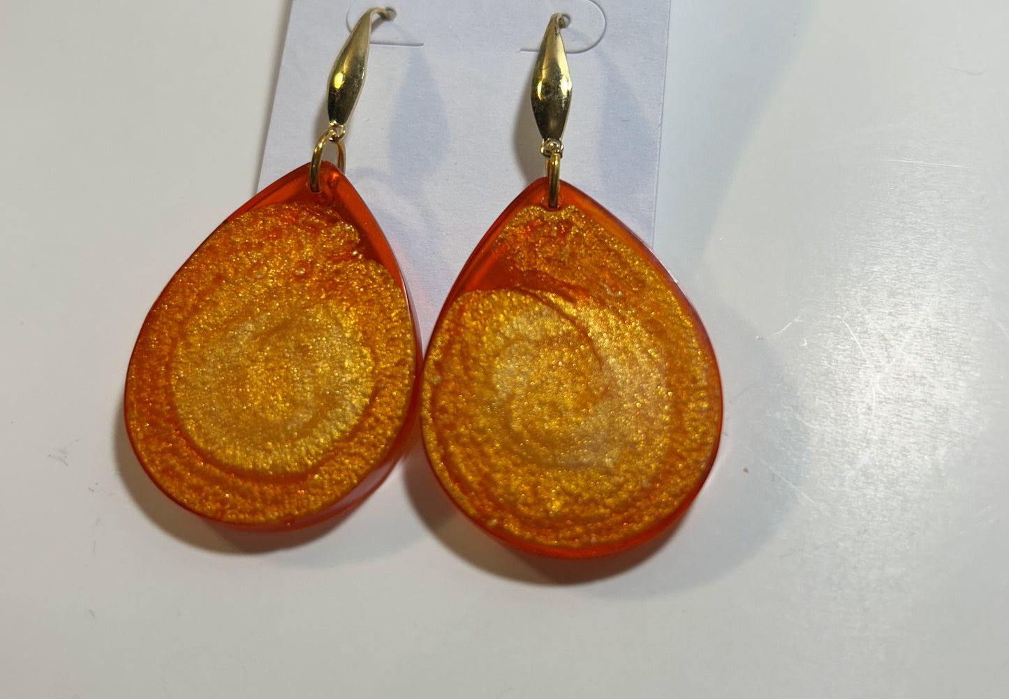 Orange and Pearl Teardrop Earring